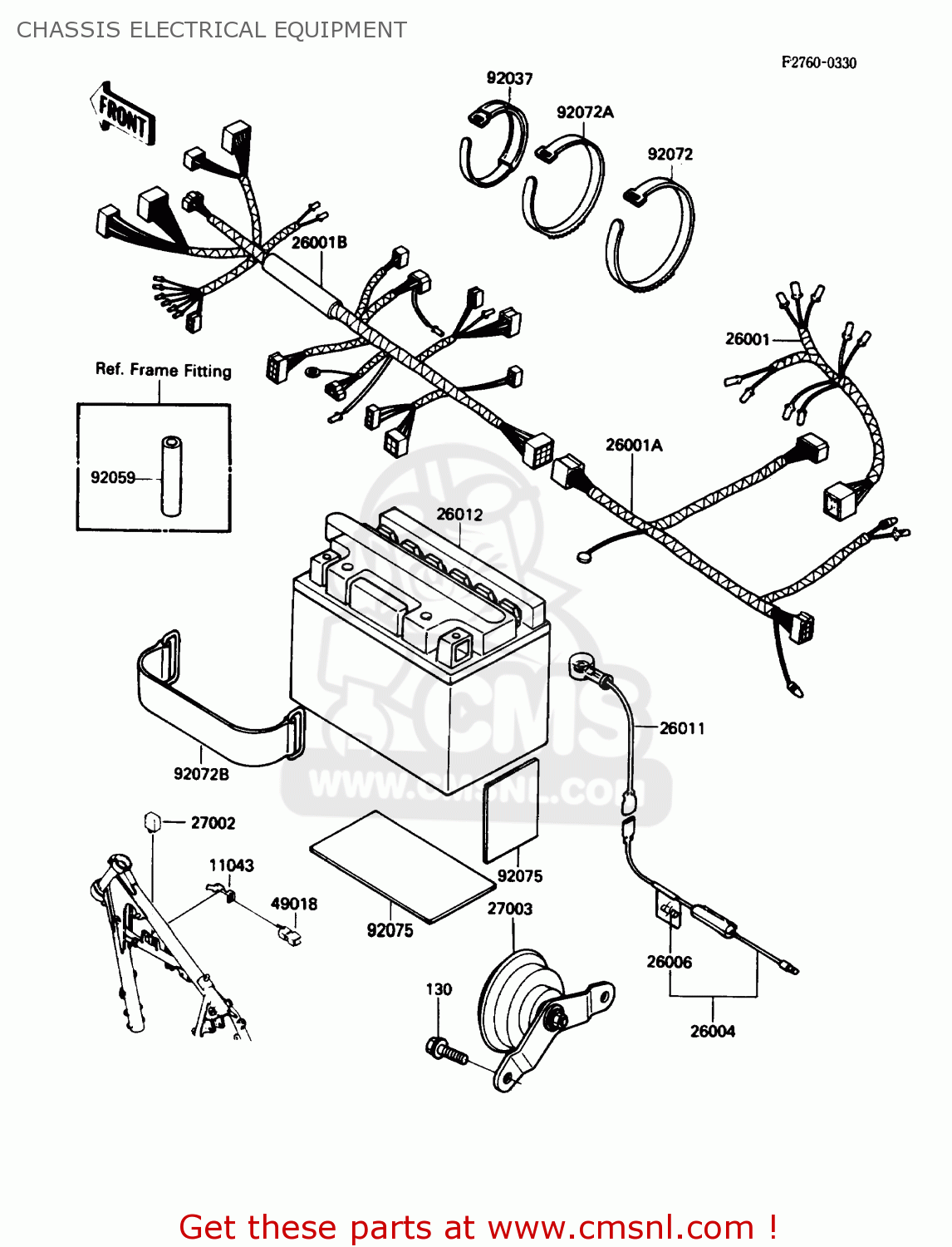 CHASSIS ELECTRICAL EQUIPMENT KL250D5 KLR250 1988 USA CALIFORNIA CANADA