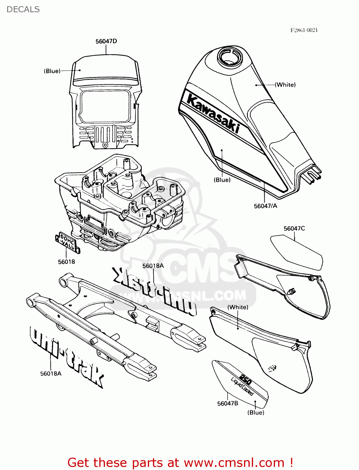DECALS KL250D5 KLR250 1988 USA CALIFORNIA CANADA