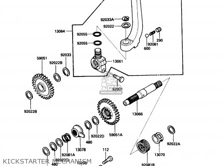 KICKSTARTER MECHANISM - KL250D5 KLR250 1988 USA CALIFORNIA CANADA