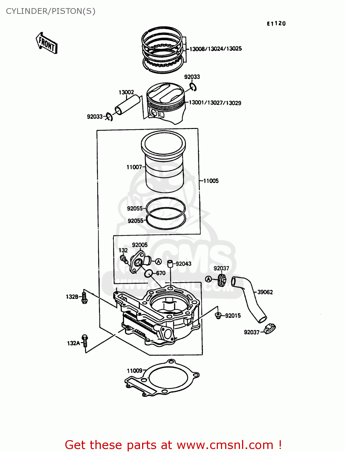 CYLINDER/PISTON(S) KL250D6 KLR250 1989 EUROPE UK FG GR NR ST