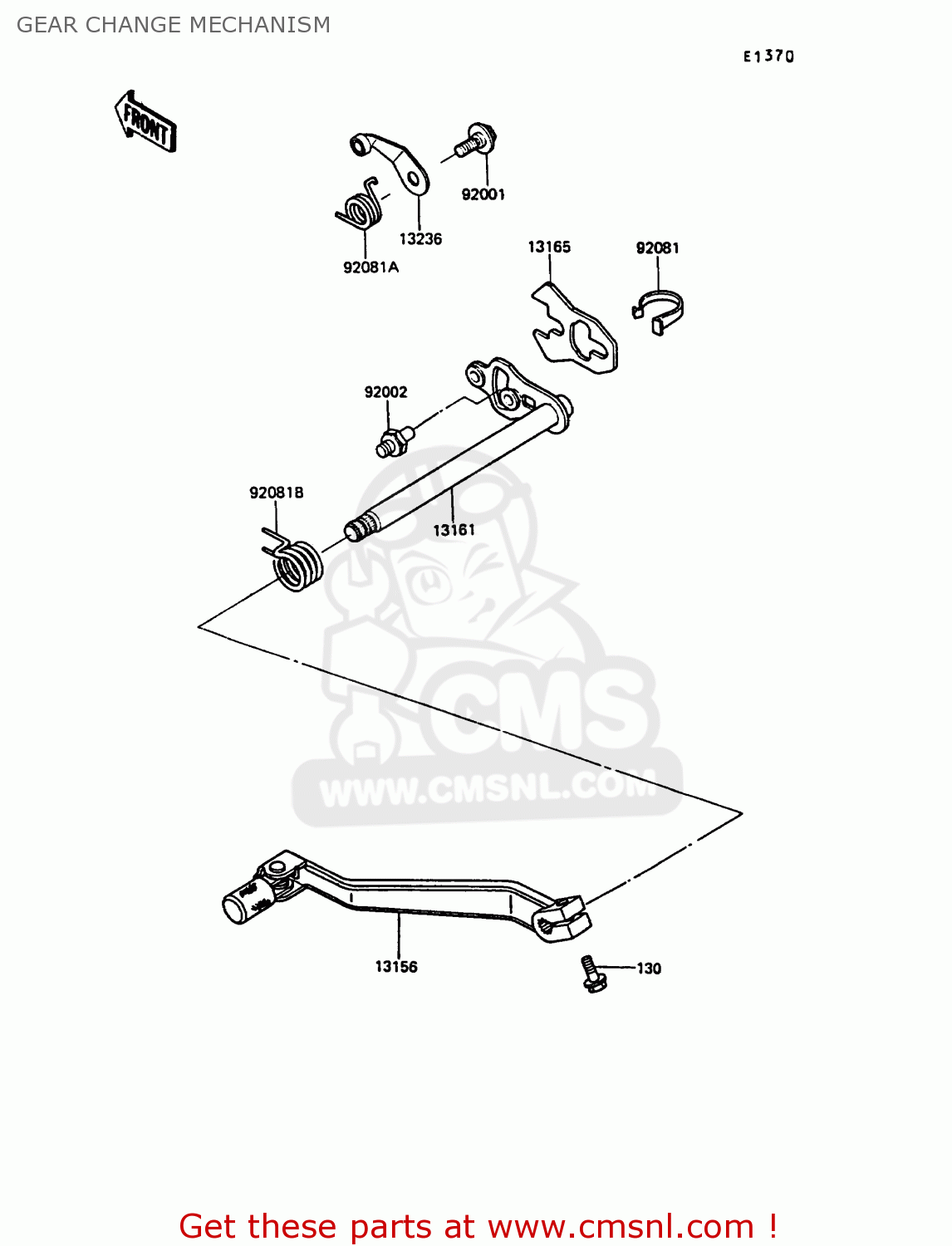 GEAR CHANGE MECHANISM KL250D6 KLR250 1989 EUROPE UK FG GR NR ST
