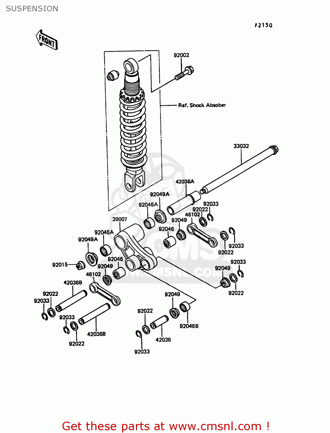 SUSPENSION KL250D6 KLR250 1989 EUROPE UK FG GR NR ST