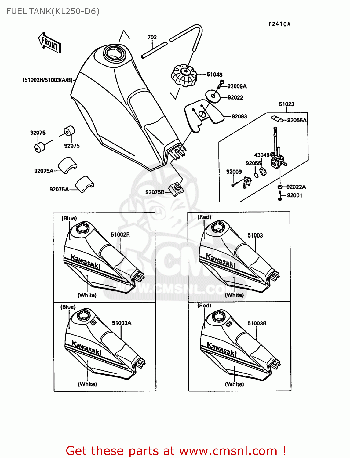 FUEL TANK(KL250-D6) KL250D6 KLR250 1989 EUROPE UK FG GR NR ST