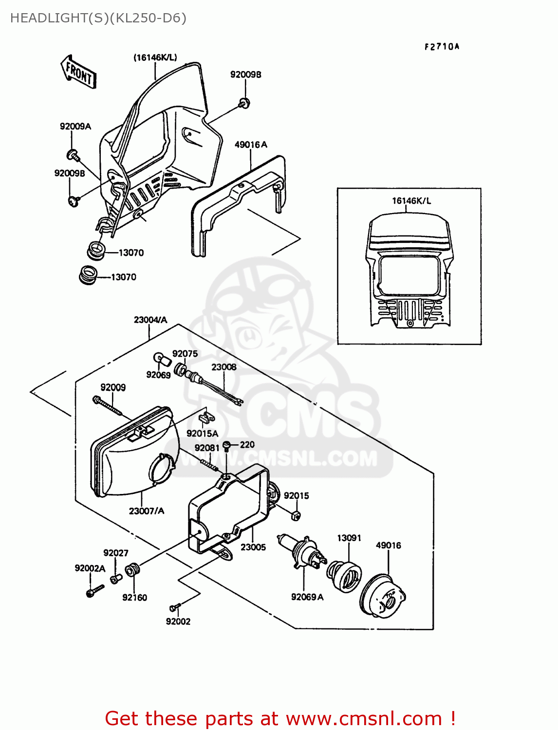 HEADLIGHT(S)(KL250-D6) KL250D6 KLR250 1989 EUROPE UK FG GR NR ST