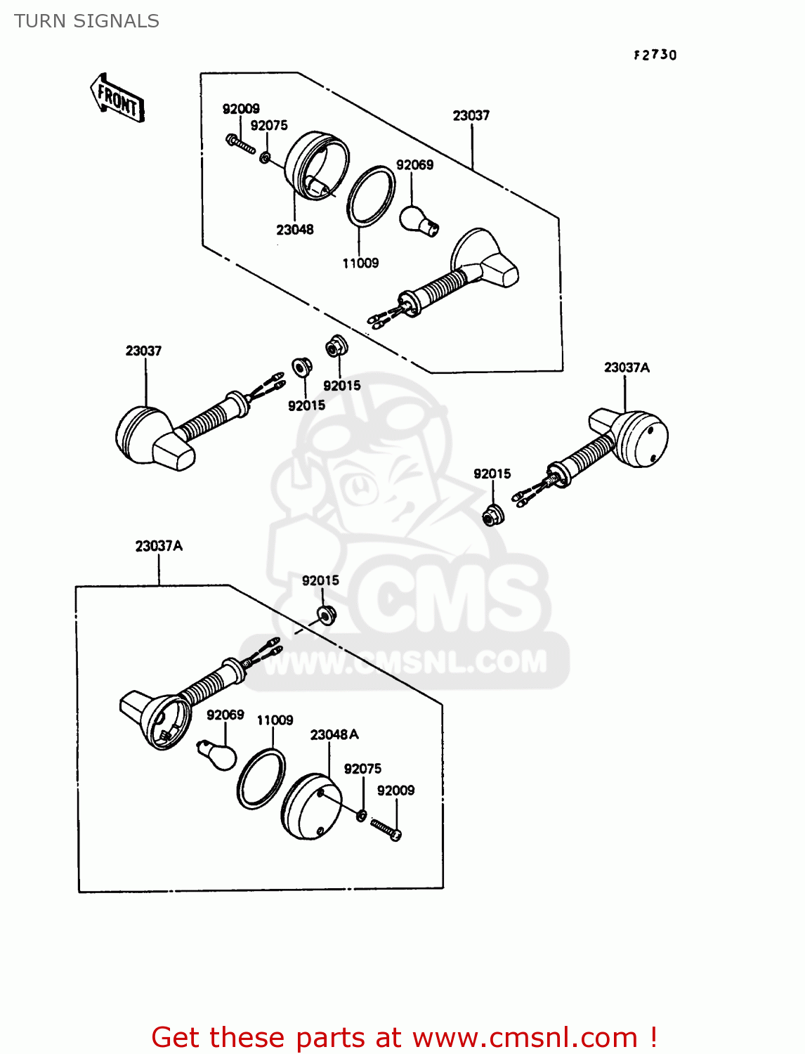 TURN SIGNALS KL250D6 KLR250 1989 EUROPE UK FG GR NR ST