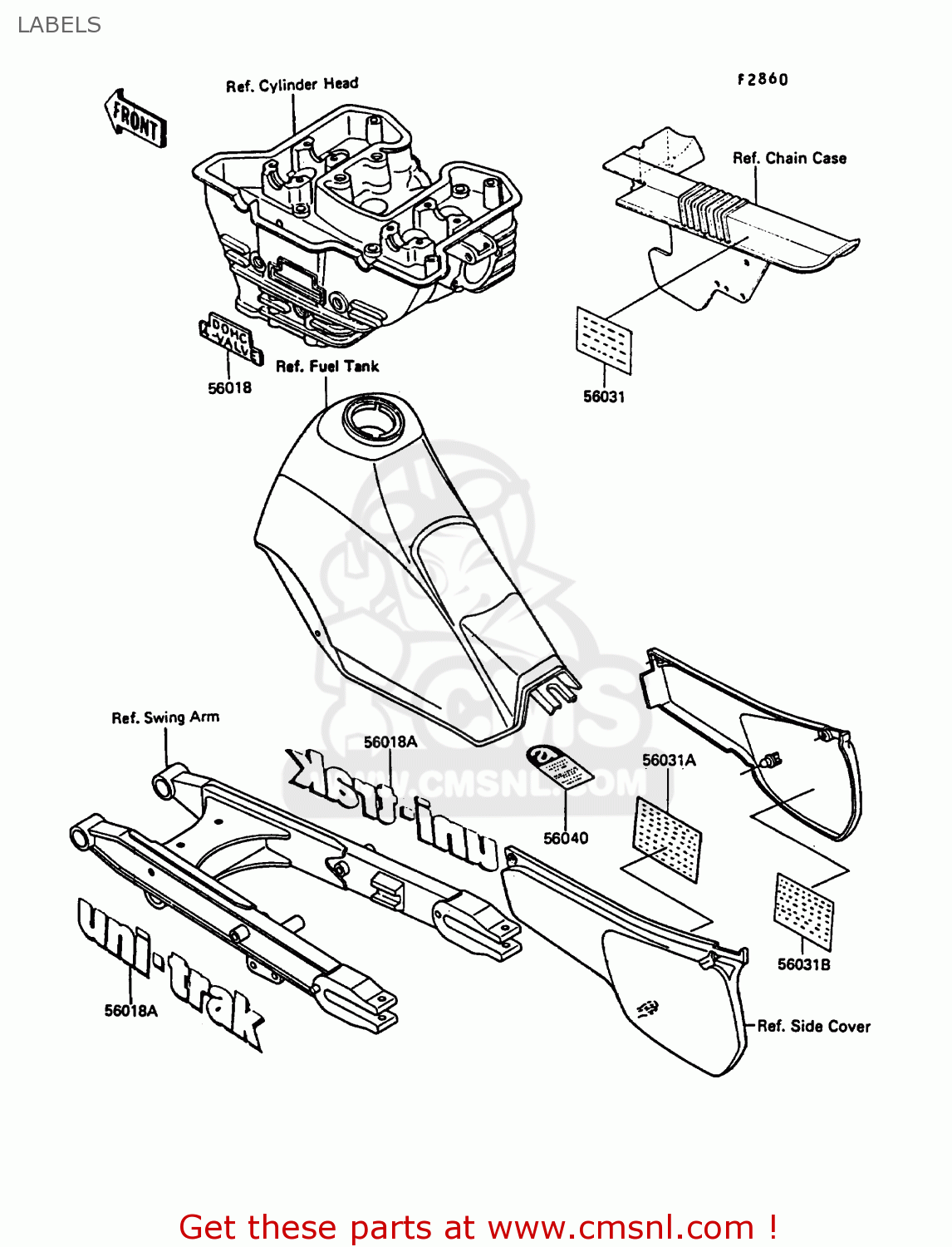 LABELS KL250D6 KLR250 1989 EUROPE UK FG GR NR ST