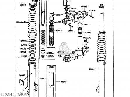 FRONT FORK - KL250D6 KLR250 1989 EUROPE UK FG GR NR ST