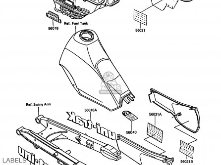 LABELS - KL250D6 KLR250 1989 EUROPE UK FG GR NR ST