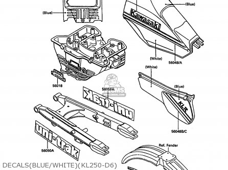 DECALS(BLUE/WHITE)(KL250-D6) - KL250D6 KLR250 1989 EUROPE UK FG GR NR ST