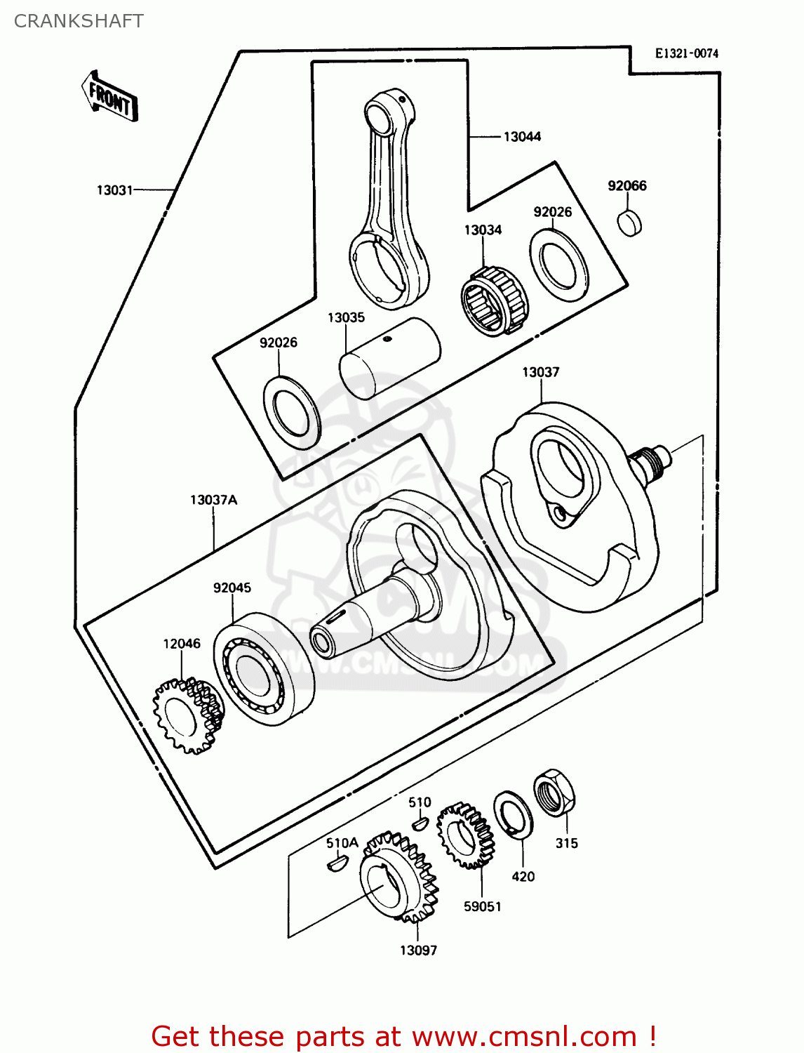 CRANKSHAFT KL250D6 KLR250 1989 USA CALIFORNIA CANADA
