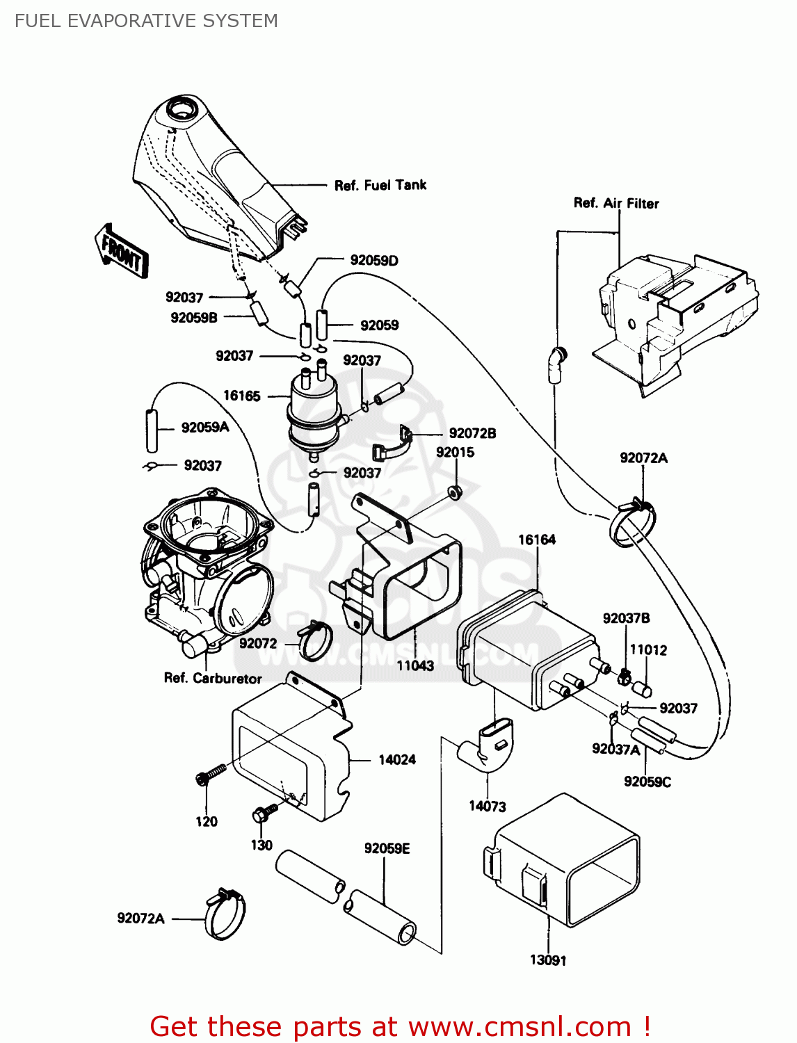 FUEL EVAPORATIVE SYSTEM KL250D6 KLR250 1989 USA CALIFORNIA CANADA