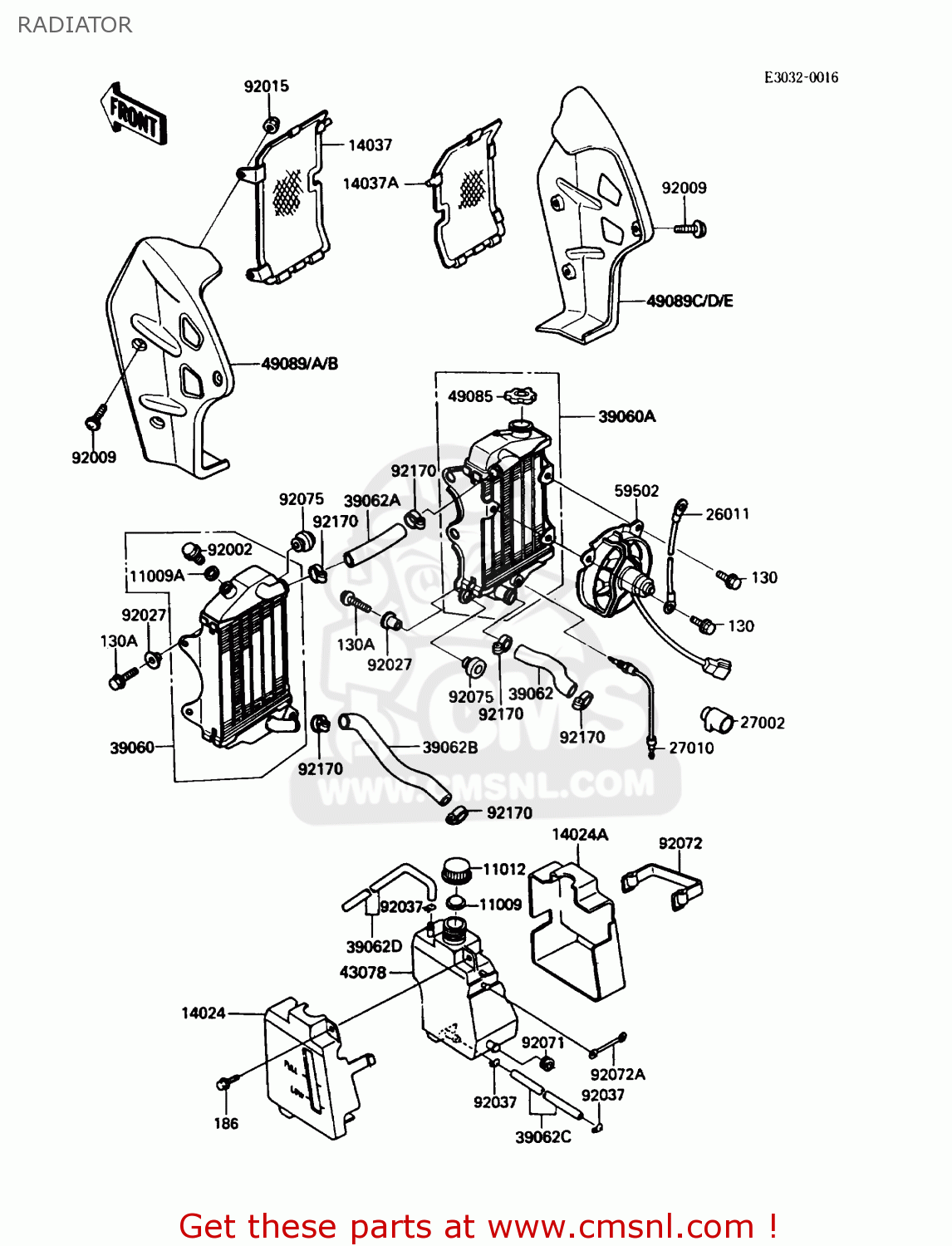 RADIATOR KL250D6 KLR250 1989 USA CALIFORNIA CANADA