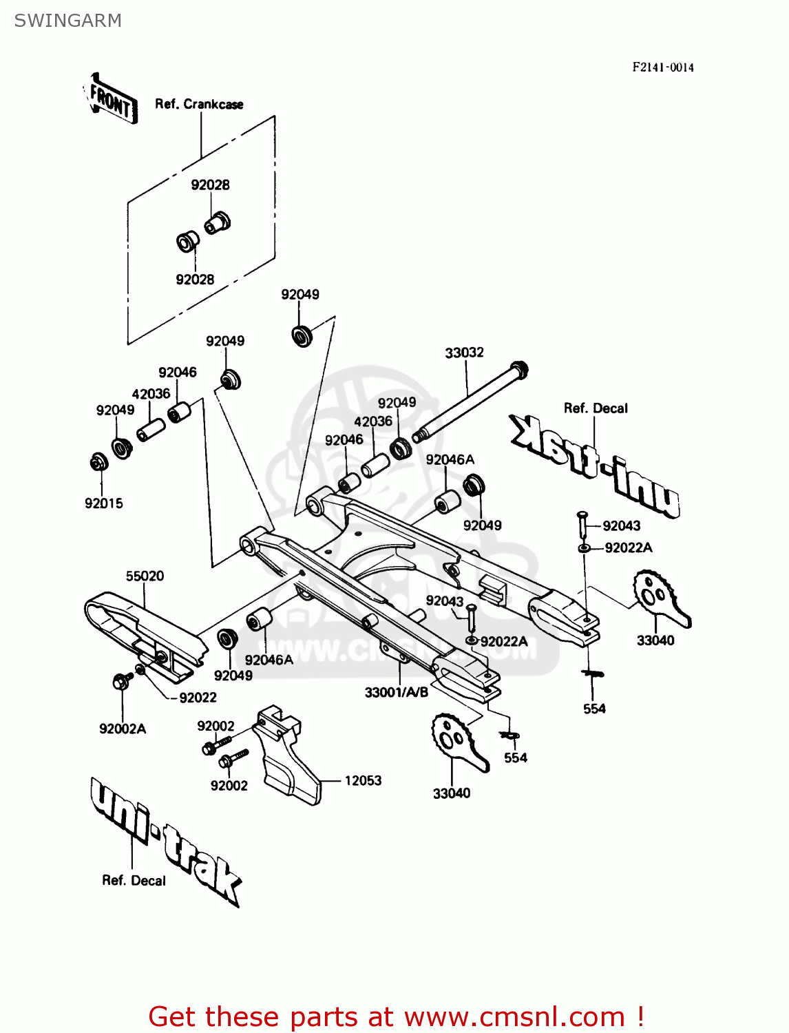 SWINGARM KL250D6 KLR250 1989 USA CALIFORNIA CANADA