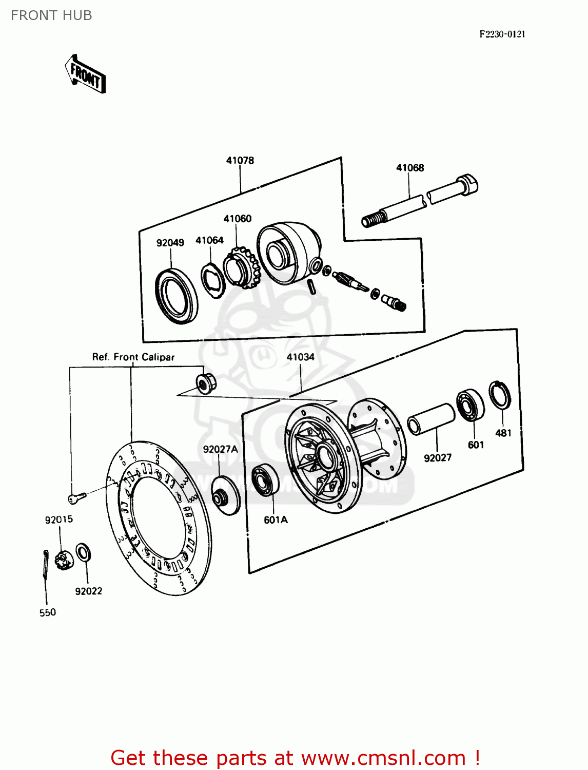 FRONT HUB KL250D6 KLR250 1989 USA CALIFORNIA CANADA