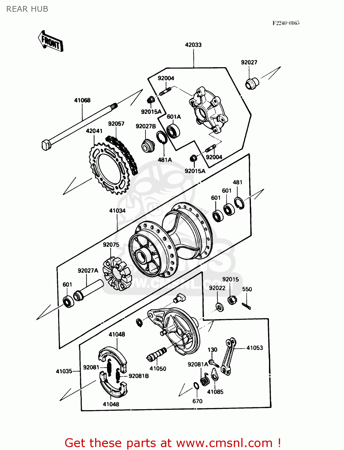 REAR HUB KL250D6 KLR250 1989 USA CALIFORNIA CANADA