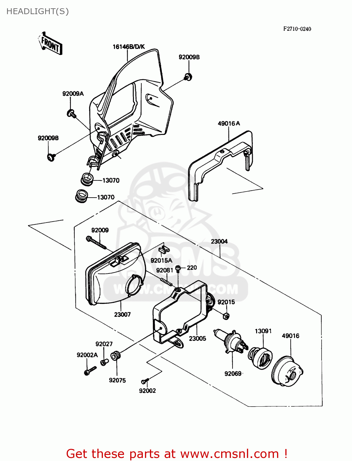 HEADLIGHT(S) KL250D6 KLR250 1989 USA CALIFORNIA CANADA