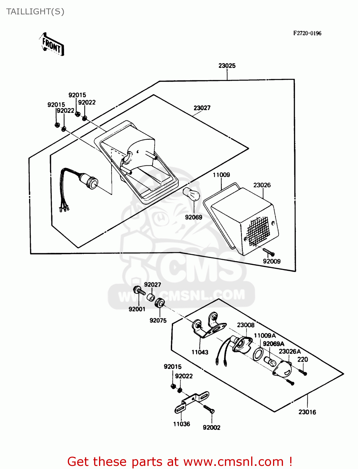 TAILLIGHT(S) KL250D6 KLR250 1989 USA CALIFORNIA CANADA