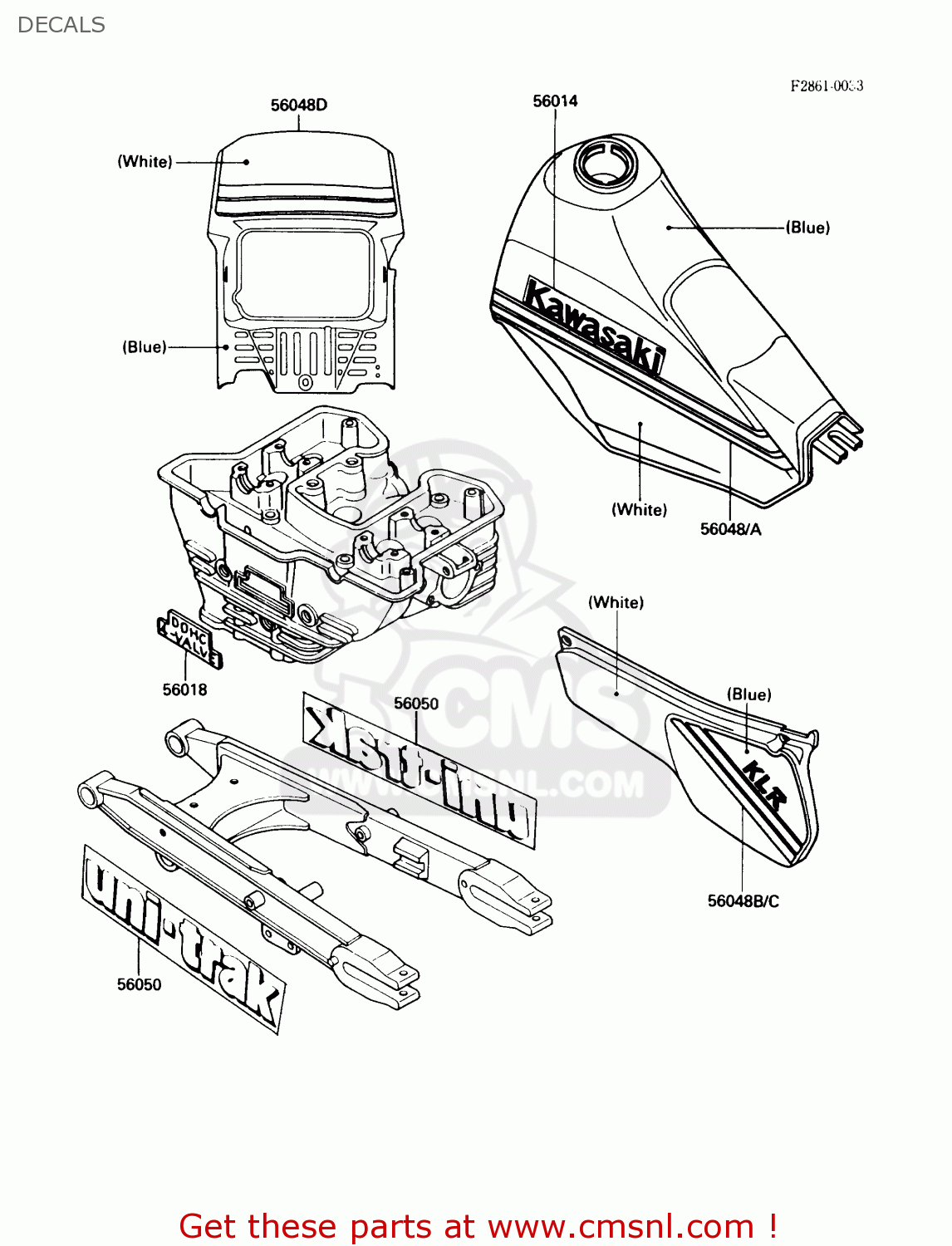 DECALS KL250D6 KLR250 1989 USA CALIFORNIA CANADA