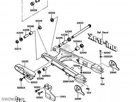 SWINGARM - KL250D6 KLR250 1989 USA CALIFORNIA CANADA
