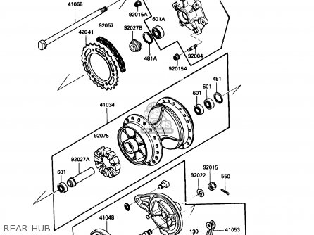 REAR HUB - KL250D6 KLR250 1989 USA CALIFORNIA CANADA