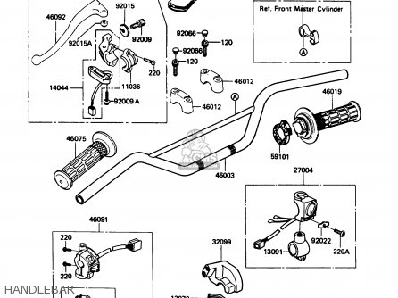 HANDLEBAR - KL250D6 KLR250 1989 USA CALIFORNIA CANADA