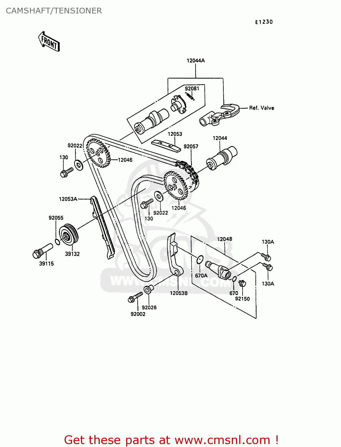 CAMSHAFT/TENSIONER KL250D7 KLR250 1990 EUROPE UK FG GR