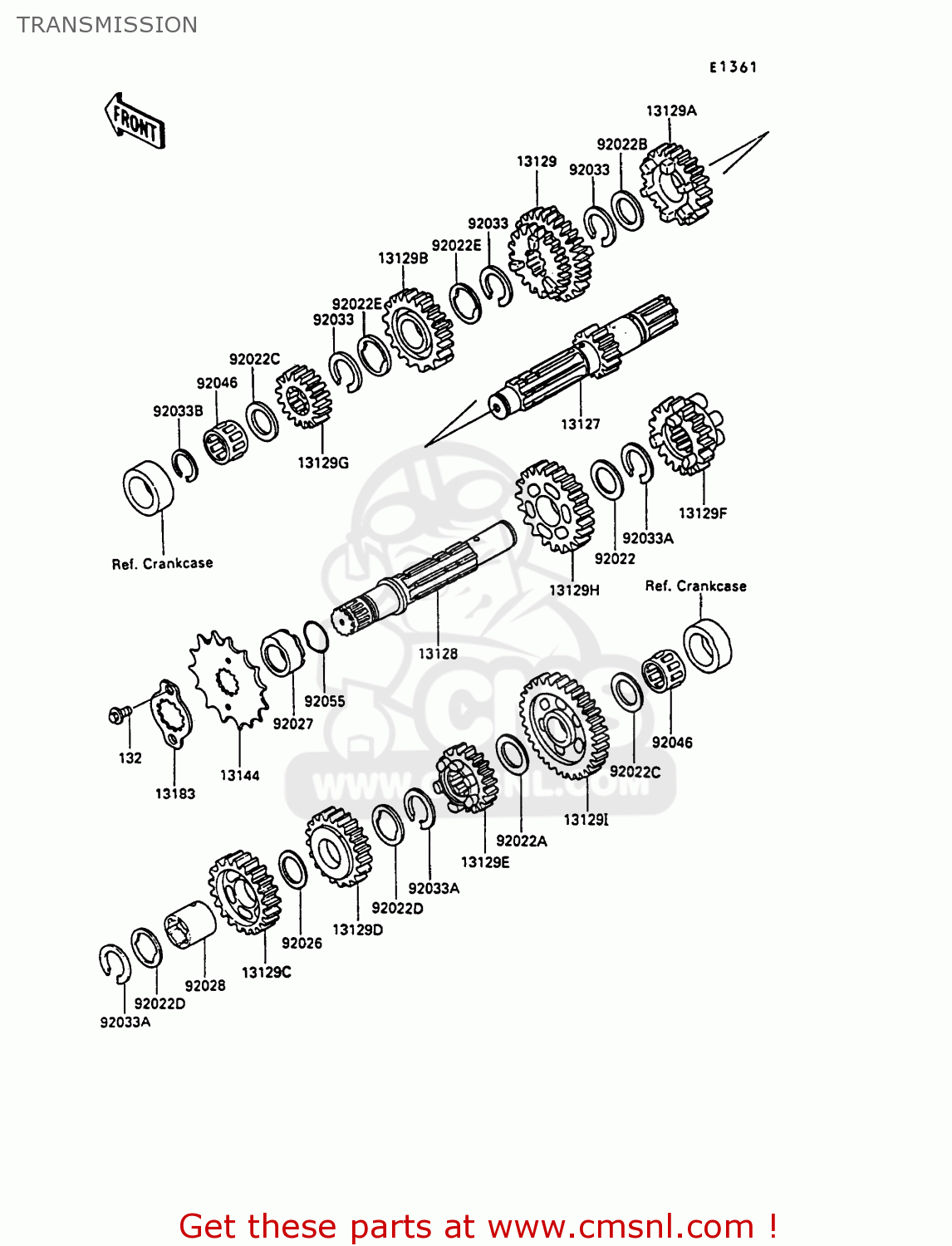 TRANSMISSION KL250D7 KLR250 1990 EUROPE UK FG GR
