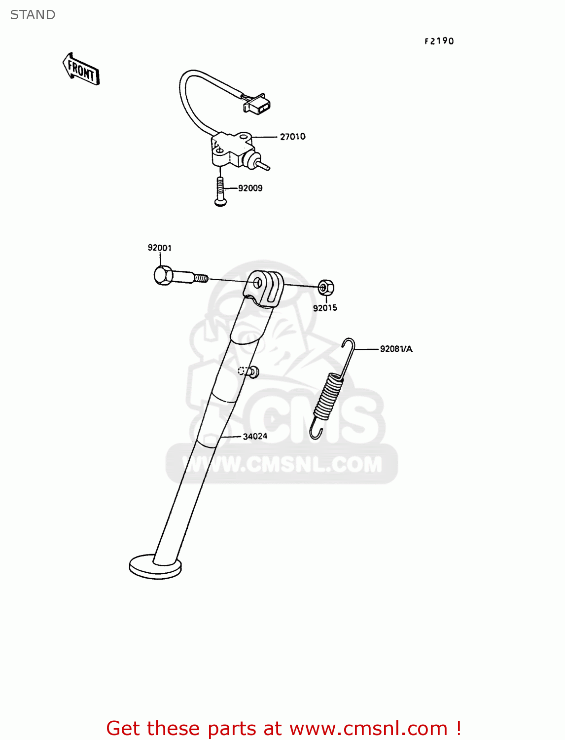 STAND KL250D7 KLR250 1990 EUROPE UK FG GR