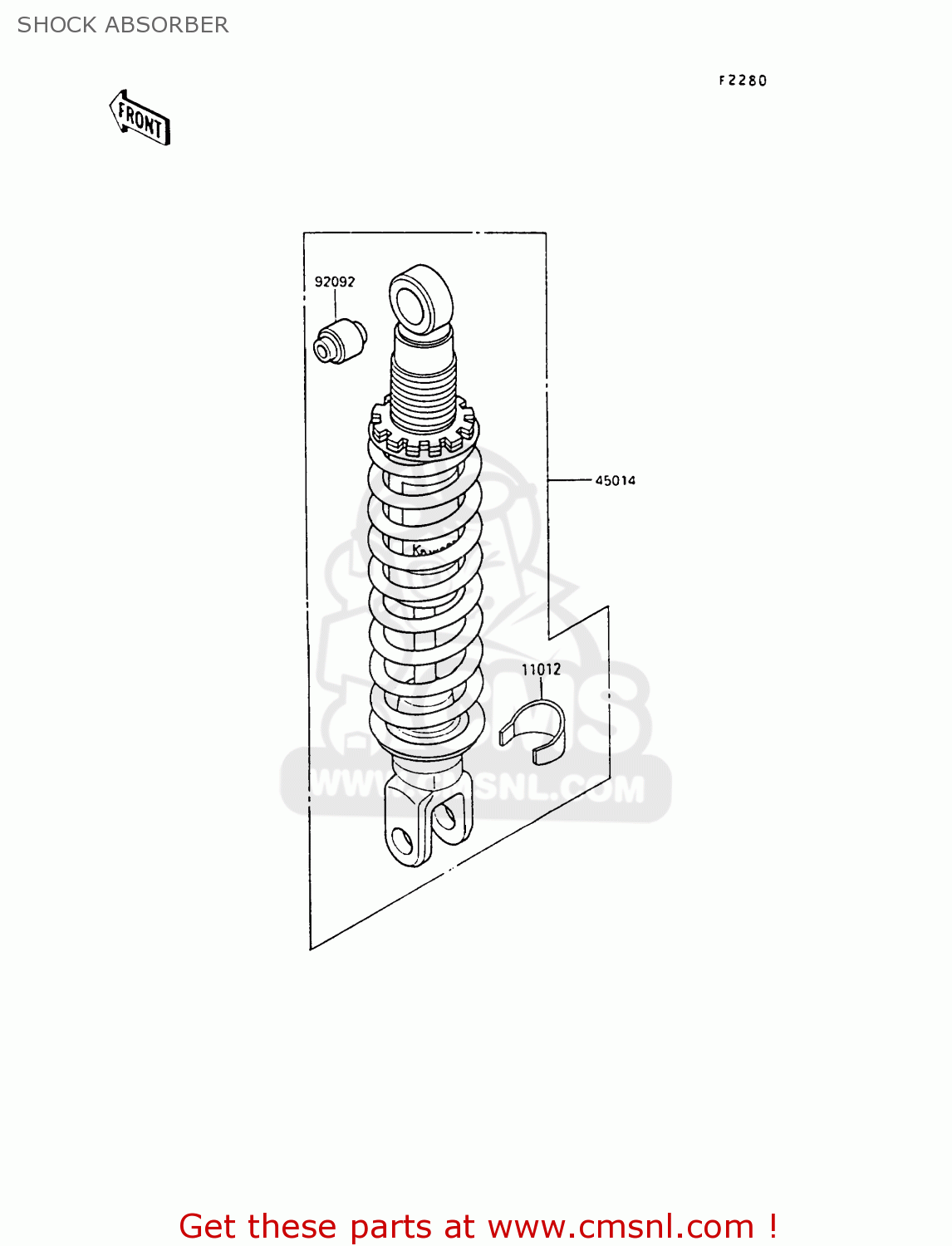 SHOCK ABSORBER KL250D7 KLR250 1990 EUROPE UK FG GR