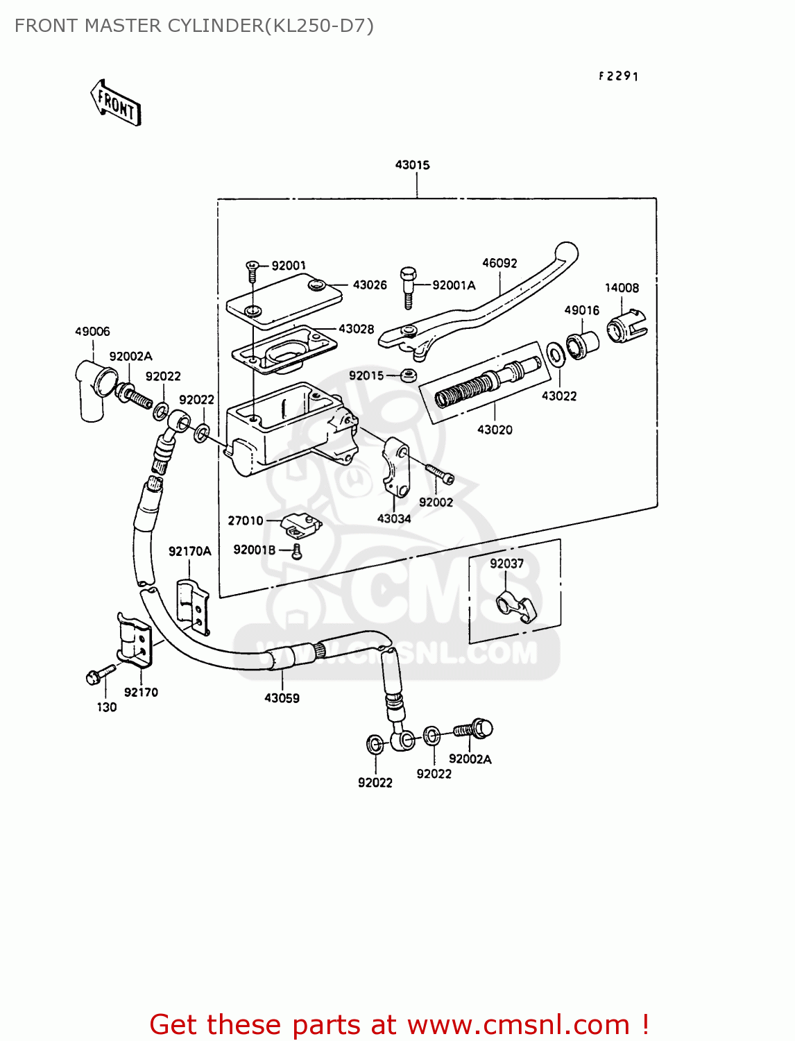 FRONT MASTER CYLINDER(KL250-D7) KL250D7 KLR250 1990 EUROPE UK FG GR