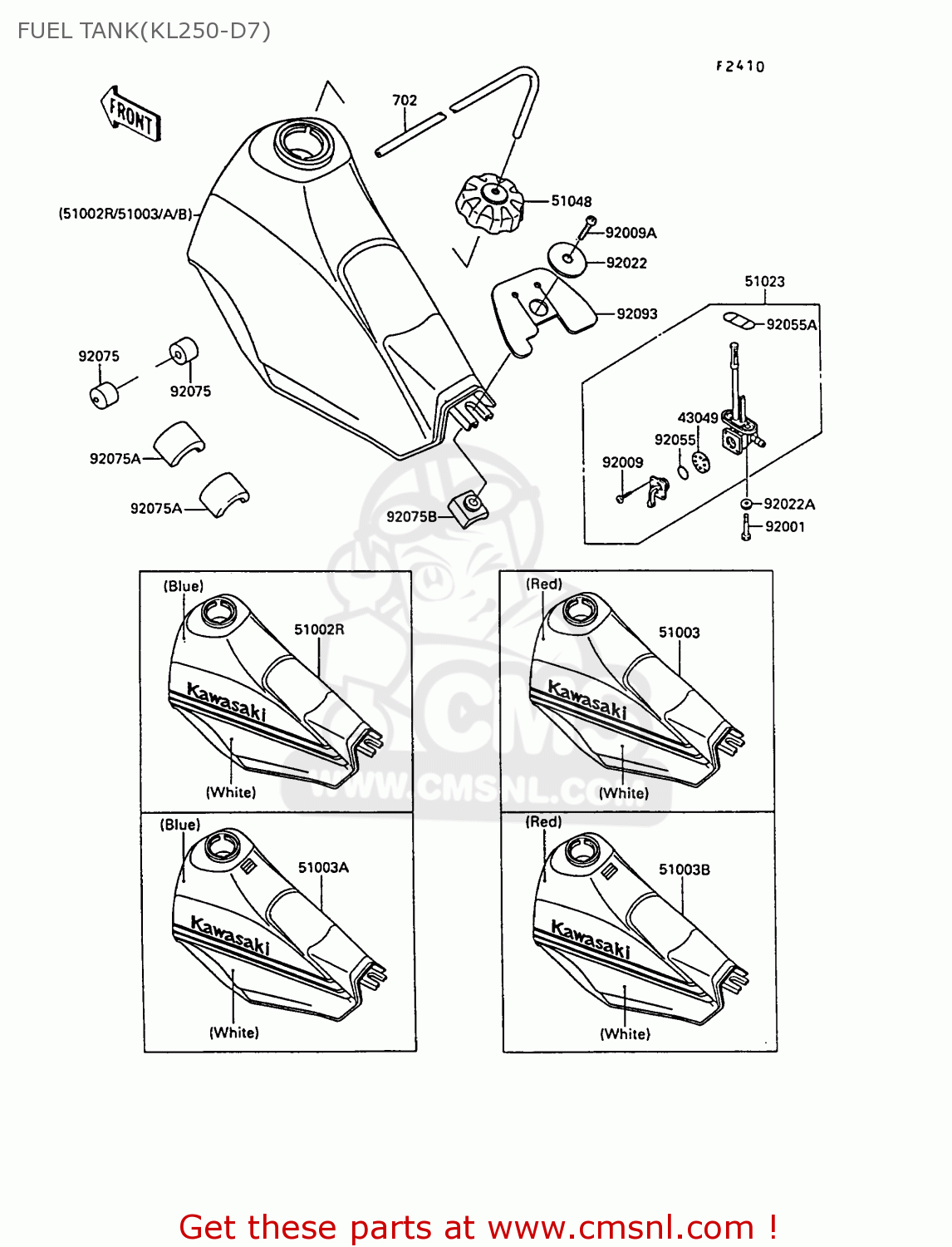 FUEL TANK(KL250-D7) KL250D7 KLR250 1990 EUROPE UK FG GR