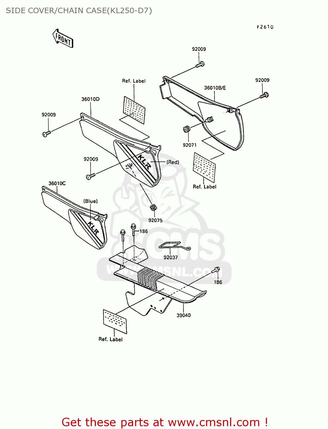 SIDE COVER/CHAIN CASE(KL250-D7) KL250D7 KLR250 1990 EUROPE UK FG GR