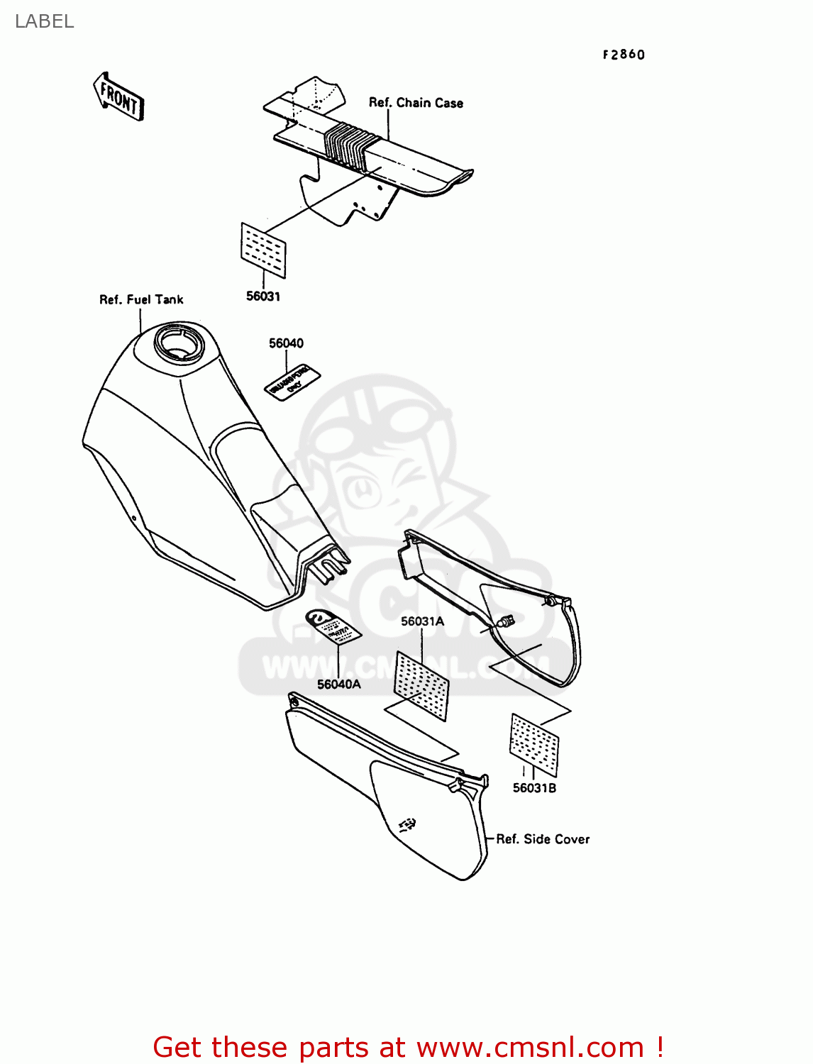 LABEL KL250D7 KLR250 1990 EUROPE UK FG GR