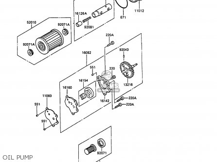 OIL PUMP - KL250D7 KLR250 1990 EUROPE UK FG GR