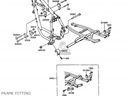 FRAME FITTING - KL250D7 KLR250 1990 EUROPE UK FG GR