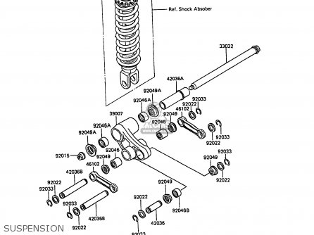 SUSPENSION - KL250D7 KLR250 1990 EUROPE UK FG GR