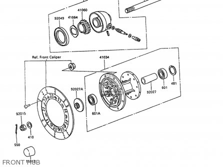 FRONT HUB - KL250D7 KLR250 1990 EUROPE UK FG GR