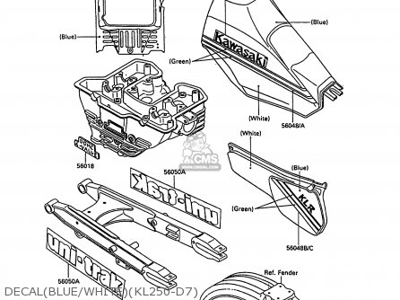 DECAL(BLUE/WHITE)(KL250-D7) - KL250D7 KLR250 1990 EUROPE UK FG GR