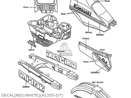 DECAL(RED/WHITE)(KL250-D7) - KL250D7 KLR250 1990 EUROPE UK FG GR