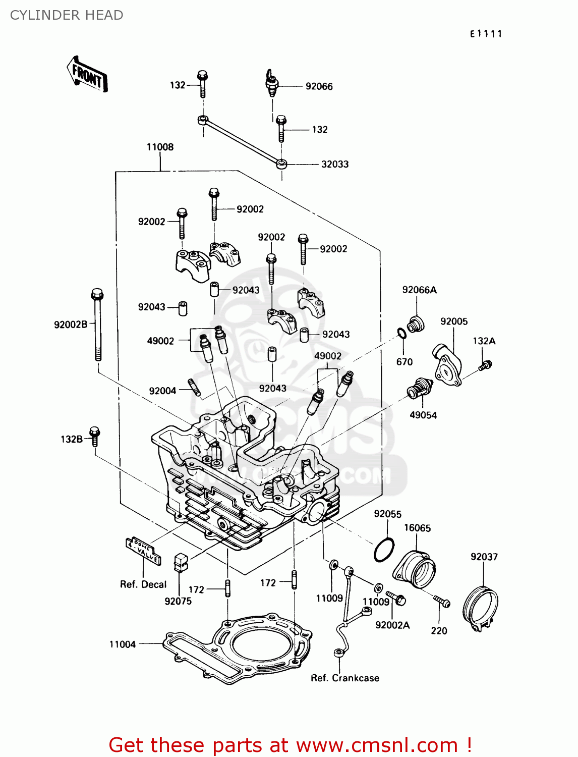 CYLINDER HEAD KL250D7 KLR250 1990 USA CALIFORNIA CANADA
