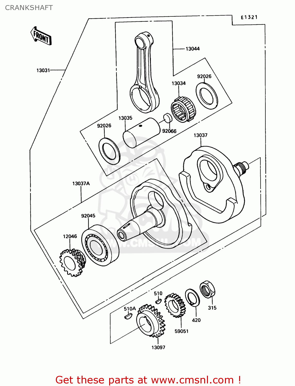 CRANKSHAFT KL250D7 KLR250 1990 USA CALIFORNIA CANADA
