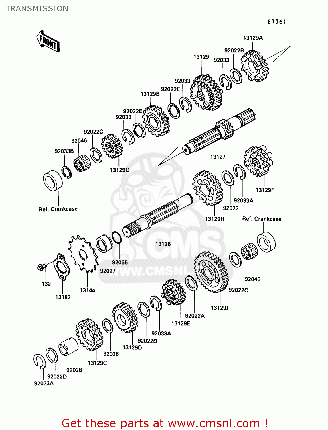 TRANSMISSION KL250D7 KLR250 1990 USA CALIFORNIA CANADA