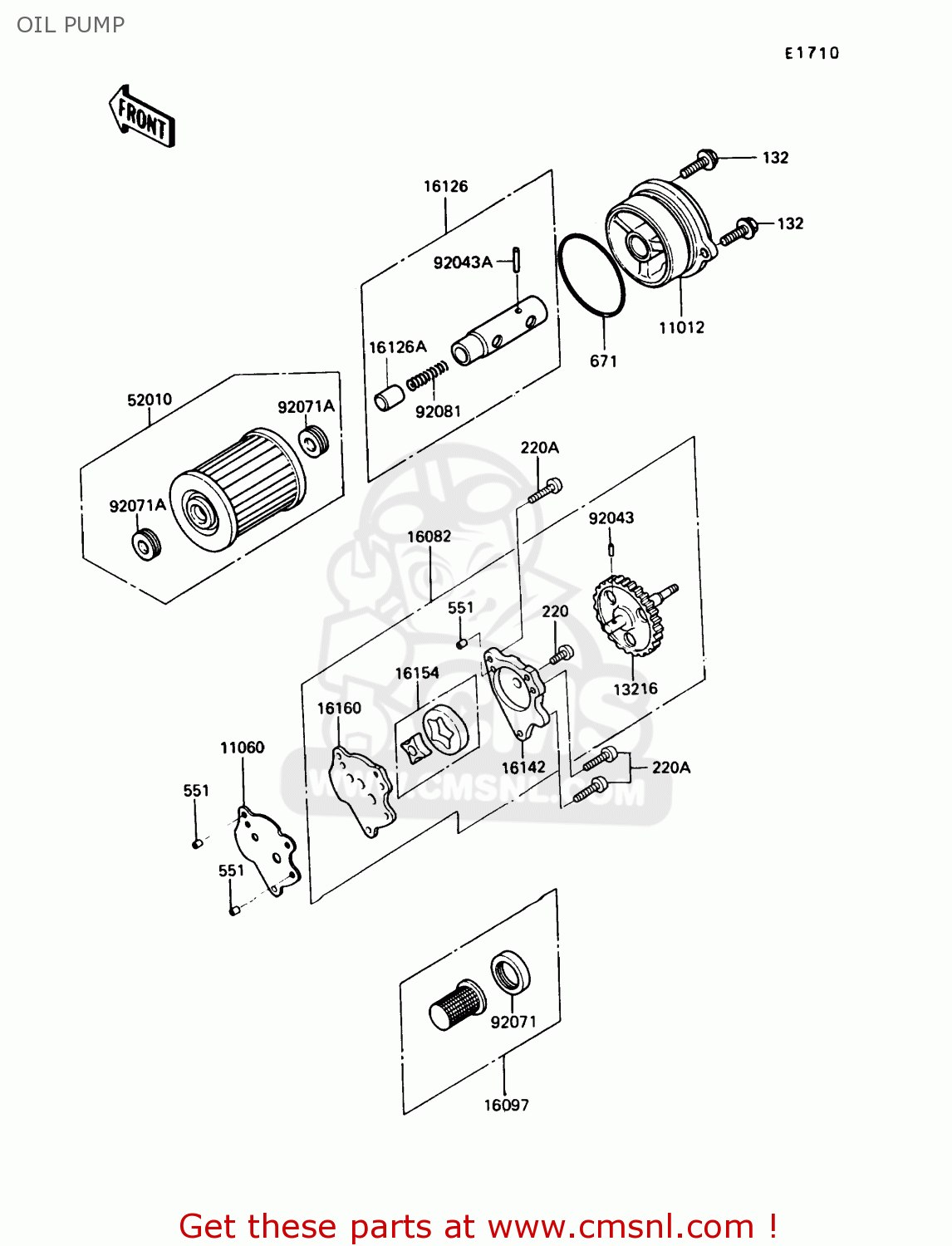 OIL PUMP KL250D7 KLR250 1990 USA CALIFORNIA CANADA