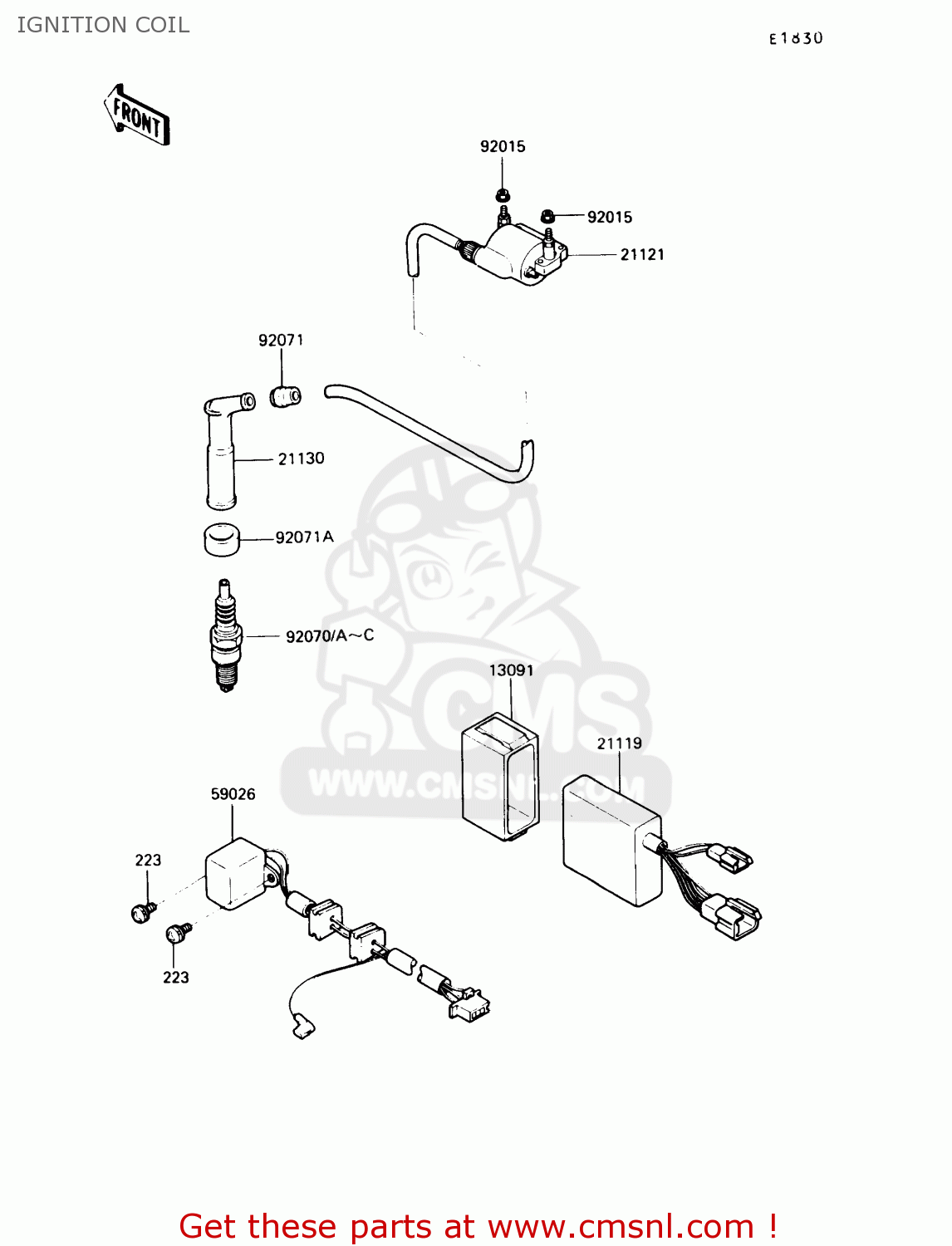 IGNITION COIL KL250D7 KLR250 1990 USA CALIFORNIA CANADA