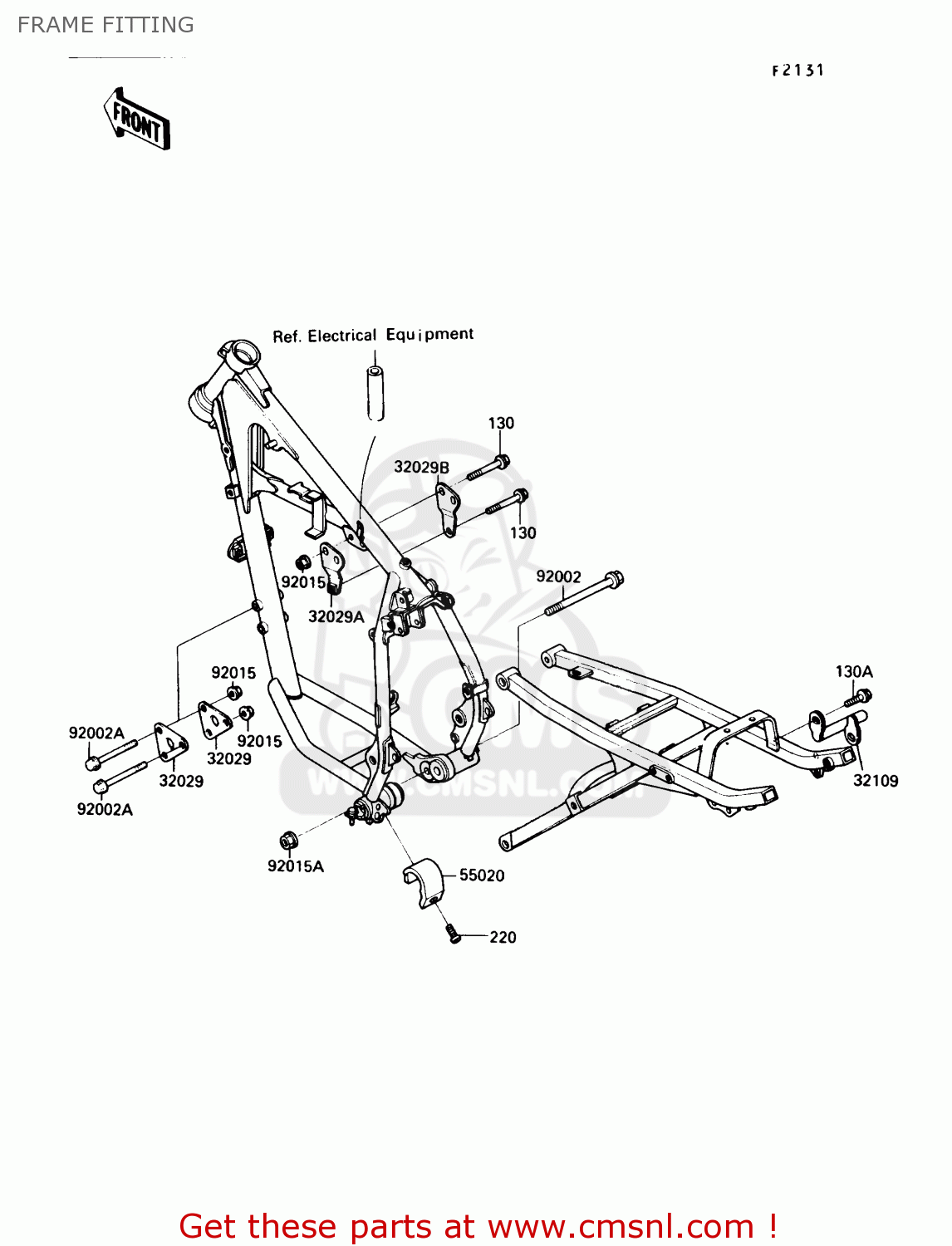FRAME FITTING KL250D7 KLR250 1990 USA CALIFORNIA CANADA