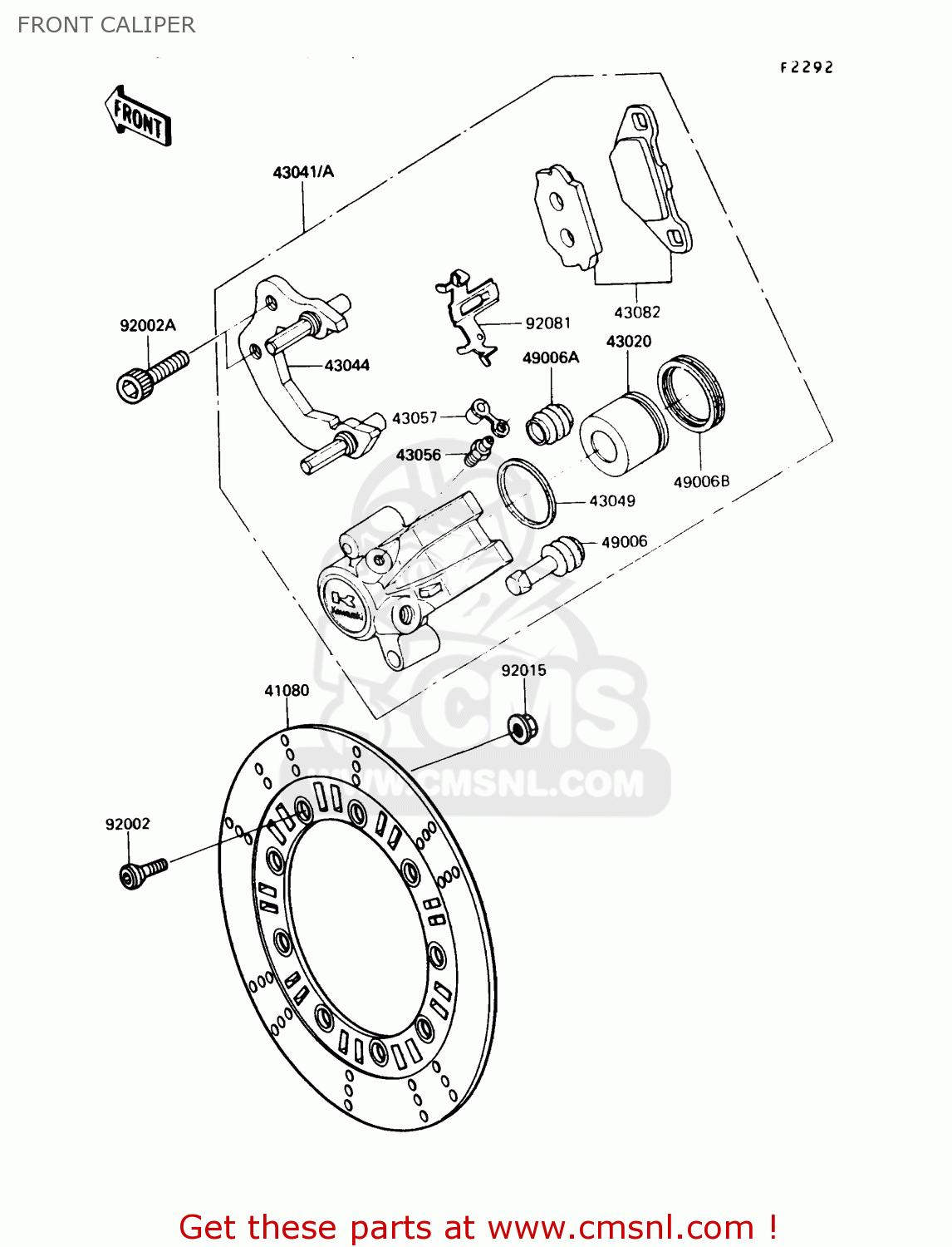FRONT CALIPER KL250D7 KLR250 1990 USA CALIFORNIA CANADA