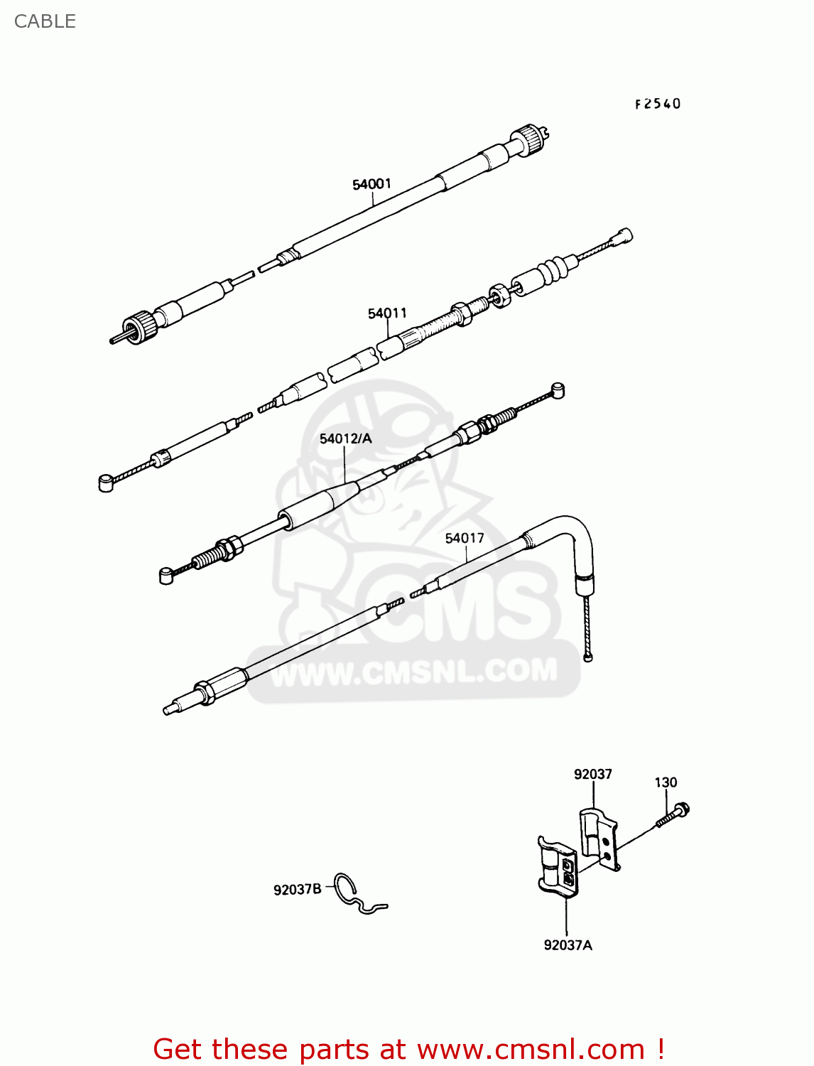 CABLE KL250D7 KLR250 1990 USA CALIFORNIA CANADA