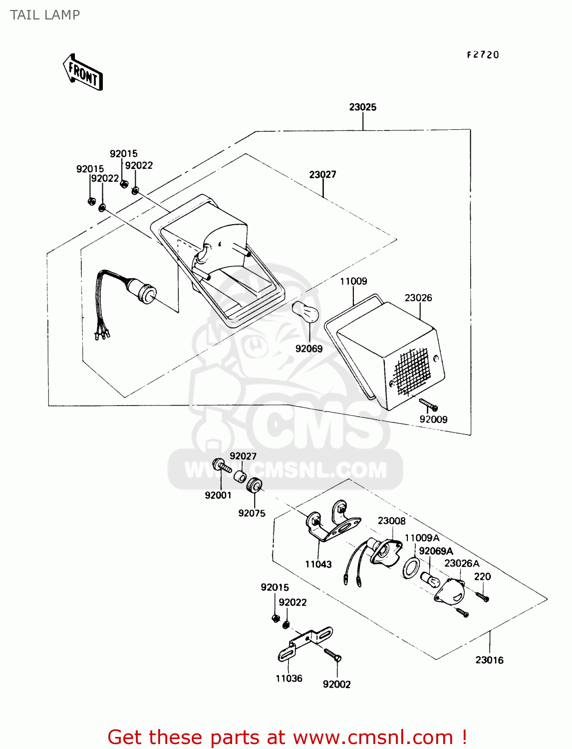 TAIL LAMP KL250D7 KLR250 1990 USA CALIFORNIA CANADA