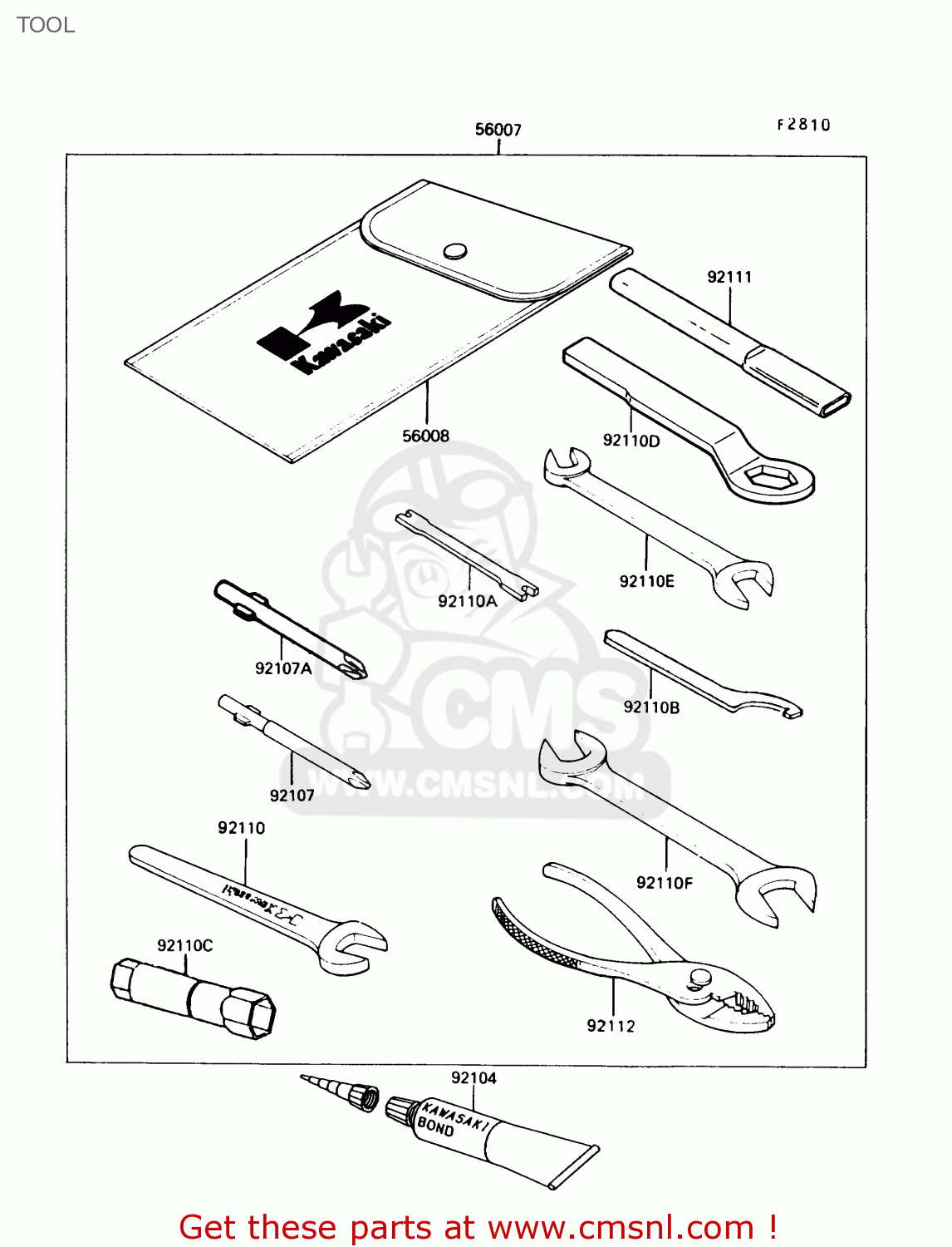 TOOL KL250D7 KLR250 1990 USA CALIFORNIA CANADA