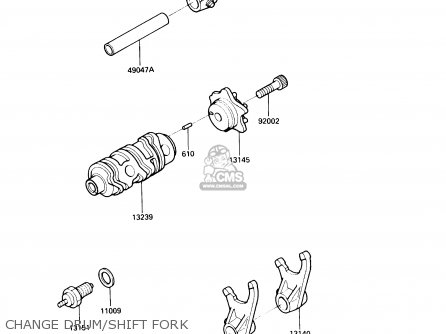 CHANGE DRUM/SHIFT FORK - KL250D7 KLR250 1990 USA CALIFORNIA CANADA